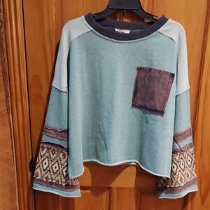 Oli & Hali Blue and Brown Crew Neck Sweater